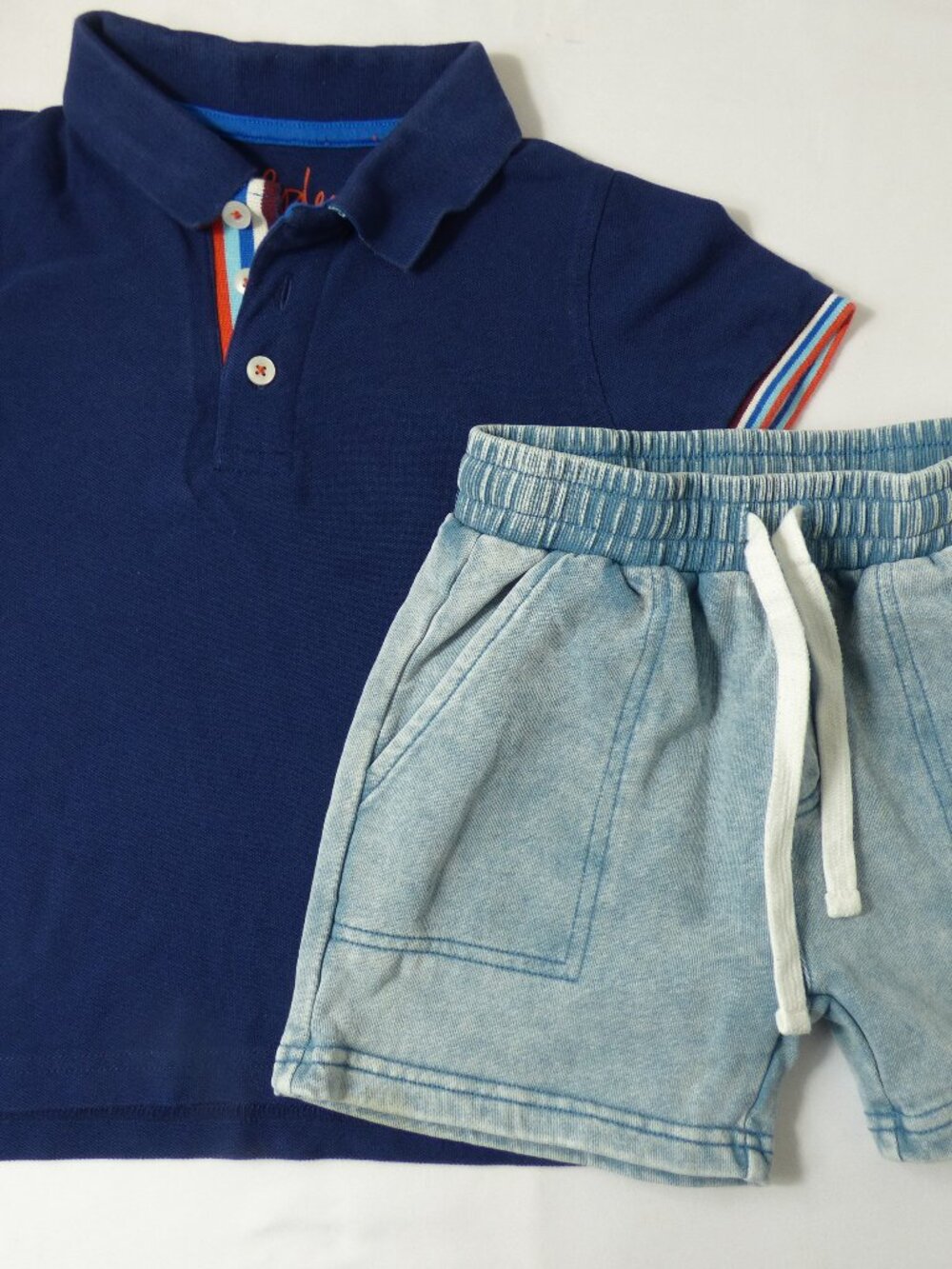 Mini Boden Navy Polo Shirt & Little Bipsy Pull-On Shorts, Size 4-5 Years